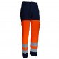 MARINE/ORANGE - Pantalon de travail professionnelle Fluo : 80% polyester 20% coton ; Contraste : 60% coton 40% polyester homme a