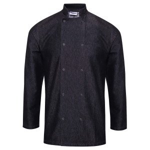 DENIM - Veste de cuisine manches longues professionnelle de travail à manches longues mixte hôtel restauration serveur cuisine