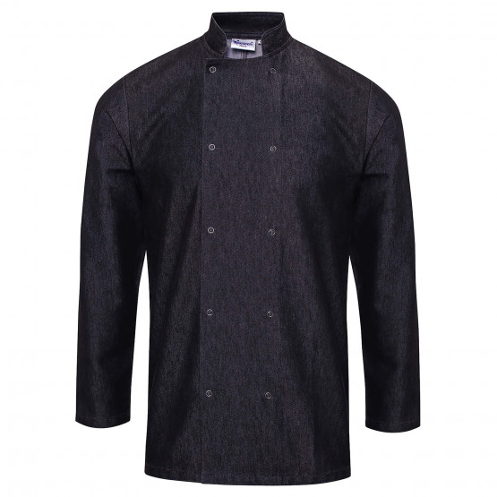 DENIM - Veste de cuisine manches longues professionnelle de travail à manches longues mixte restauration hôtel serveur cuisine