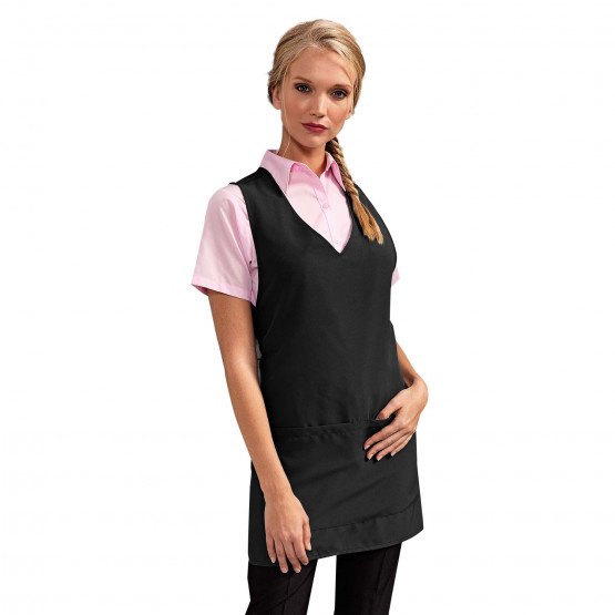 NOIR - Tablier de cuisine professionnel noir femme restauration restaurant cuisine serveur