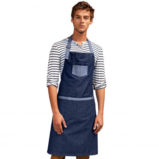 DENIM INDIGO - Tablier de cuisine professionnel noir mixte serveur hôtel restauration cuisine