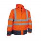 ORANGE/MARINE - Parka Haute visibilité 4 en 1 professionnelle de travail homme chantier transport artisan logistique