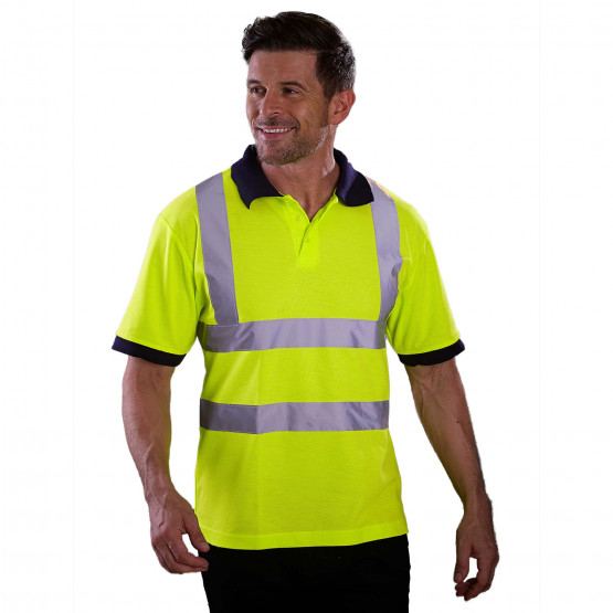 JAUNE - Polo professionnel de travail homme artisan transport chantier logistique JAUNE - Polo professionnel de travail homme artisan transport chantier logistique