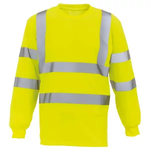 JAUNE - Tee-shirt professionnel de travail à manches longues homme manutention chantier logistique artisan