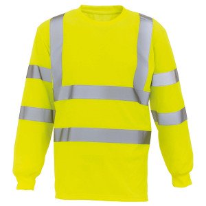 JAUNE - Tee-shirt professionnel de travail à manches longues homme manutention artisan logistique chantier