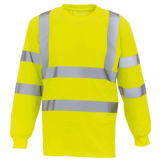 JAUNE - Tee-shirt professionnel de travail à manches longues homme logistique artisan manutention chantier