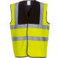 NOIR/JAUNE - Gilet Haute visibilité professionnel de travail mixte logistique artisan manutention chantier