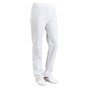 BLANC - Pantalon élastiqué professionnel de travail mixte - PROMO aide a domicile infirmier auxiliaire de vie médical