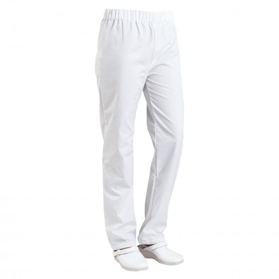 BLANC - Pantalon élastiqué professionnel de travail mixte - PROMO infirmier auxiliaire de vie médical aide a domicile
