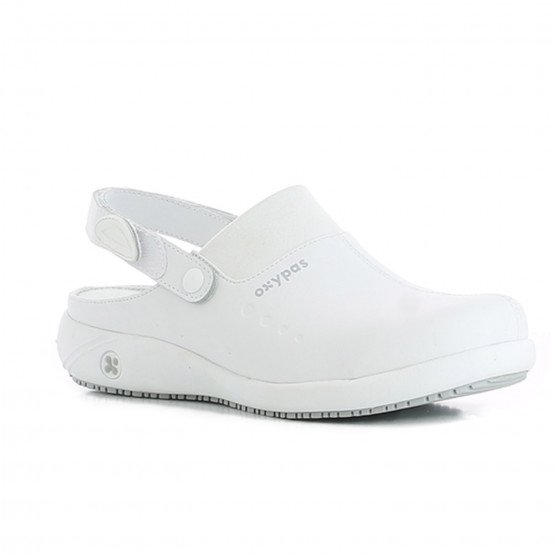 BLANC - Sabot professionnel de travail blanc noir en cuir ISO EN 20347 femme aide a domicile infirmier auxiliaire de vie médical