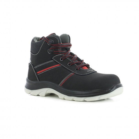 NOIR - Chaussure haute de sécurité S3 professionnelle de travail noire en cuir ISO EN 20345 S3 homme artisan logistique chantier