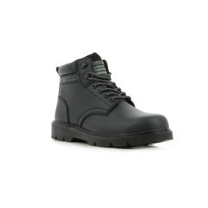 NOIR - Chaussure haute de sécurité S3 professionnelle de travail noire en cuir EN ISO 20345 S3 homme manutention chantier logist