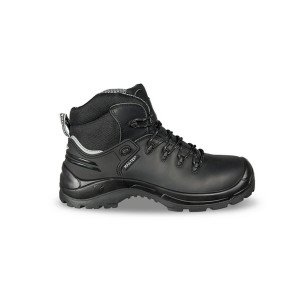 NOIR - Chaussure haute de sécurité S3 professionnelle de travail noire en cuir ISO EN 20345 S3 homme manutention chantier logist