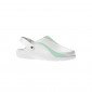 BLANC/VERT - Sabot professionnel de travail blanc en cuir ISO EN 20347 femme aide a domicile médical auxiliaire de vie infirmier