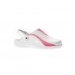BLANC/FUCHSIA - Sabot professionnel de travail blanc en cuir ISO EN 20347 femme aide a domicile médical auxiliaire de vie infirm