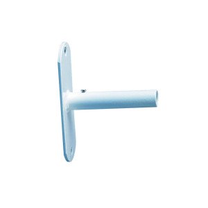 BLANC - Platine de fixation monopode droite pour mât de façade professionnelle de travail