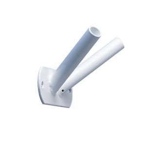 BLANC - Platine de fixation bipode inclinée pour mâts de façade professionnelle de travail