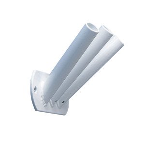 BLANC - Platine de fixation tripode inclinée pour mâts de façade professionnelle de travail