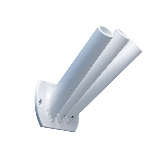 BLANC - Platine de fixation tripode inclinée pour mâts de façade professionnelle de travail