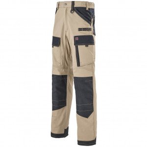 BEIGE/NOIR - Pantalon de travail professionnel homme chantier transport artisan logistique