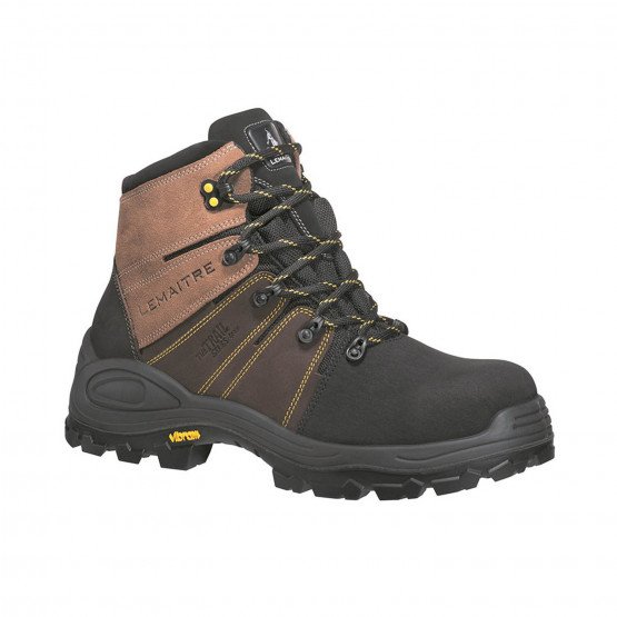 MARRON - Chaussure haute de sécurité S3 professionnelle de travail en cuir EN ISO 20345 S3 mixte logistique chantier manutention