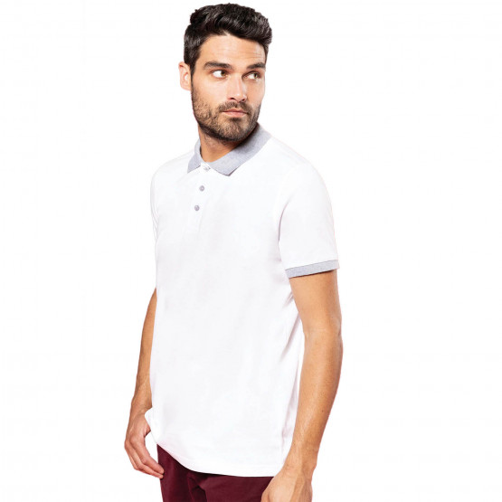 BLANC/GRIS - Polo professionnel de travail homme aide a domicile infirmier auxiliaire de vie médical