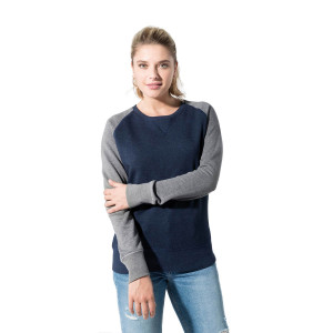 MARINE/GRIS - Sweat professionnel de travail BIO femme - PROMO traiteur aide a domicile boulanger auxiliaire de vie