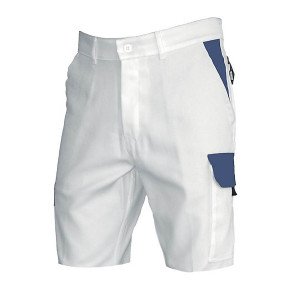 BLANC/GRIS - Bermuda professionnel de travail homme chantier artisan