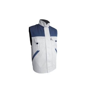 BLANC/GRIS - Gilet professionnel de travail homme artisan chantier