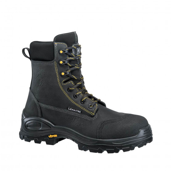 NOIR - Chaussure haute de sécurité S3 professionnelle de travail noire en cuir EN ISO 20345 S3 mixte transport artisan logistiqu