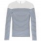 BLANC/MARINE - Tee-shirt professionnel de travail à manches longues 100% coton homme auxiliaire de vie médical aide a domicile i