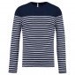 MARINE/BLANC - Tee-shirt professionnel de travail à manches longues 100% coton homme auxiliaire de vie médical aide a domicile i