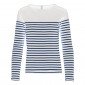 BLANC/MARINE - Tee-shirt professionnel de travail à manches longues 100% coton femme aide a domicile médical auxiliaire de vie i
