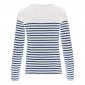 BLANC/MARINE - Tee-shirt professionnel de travail à manches longues 100% coton femme aide a domicile médical auxiliaire de vie i
