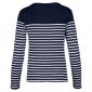 MARINE/BLANC - Tee-shirt professionnel de travail à manches longues 100% coton femme aide a domicile médical auxiliaire de vie i