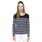 MARINE/BLANC - Tee-shirt professionnel de travail à manches longues 100% coton femme aide a domicile médical auxiliaire de vie i
