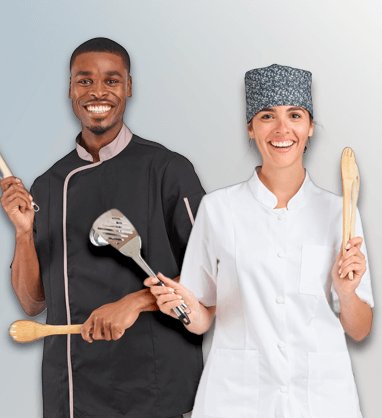 Vestes de cuisine, pantalons de cuisine, tabliers