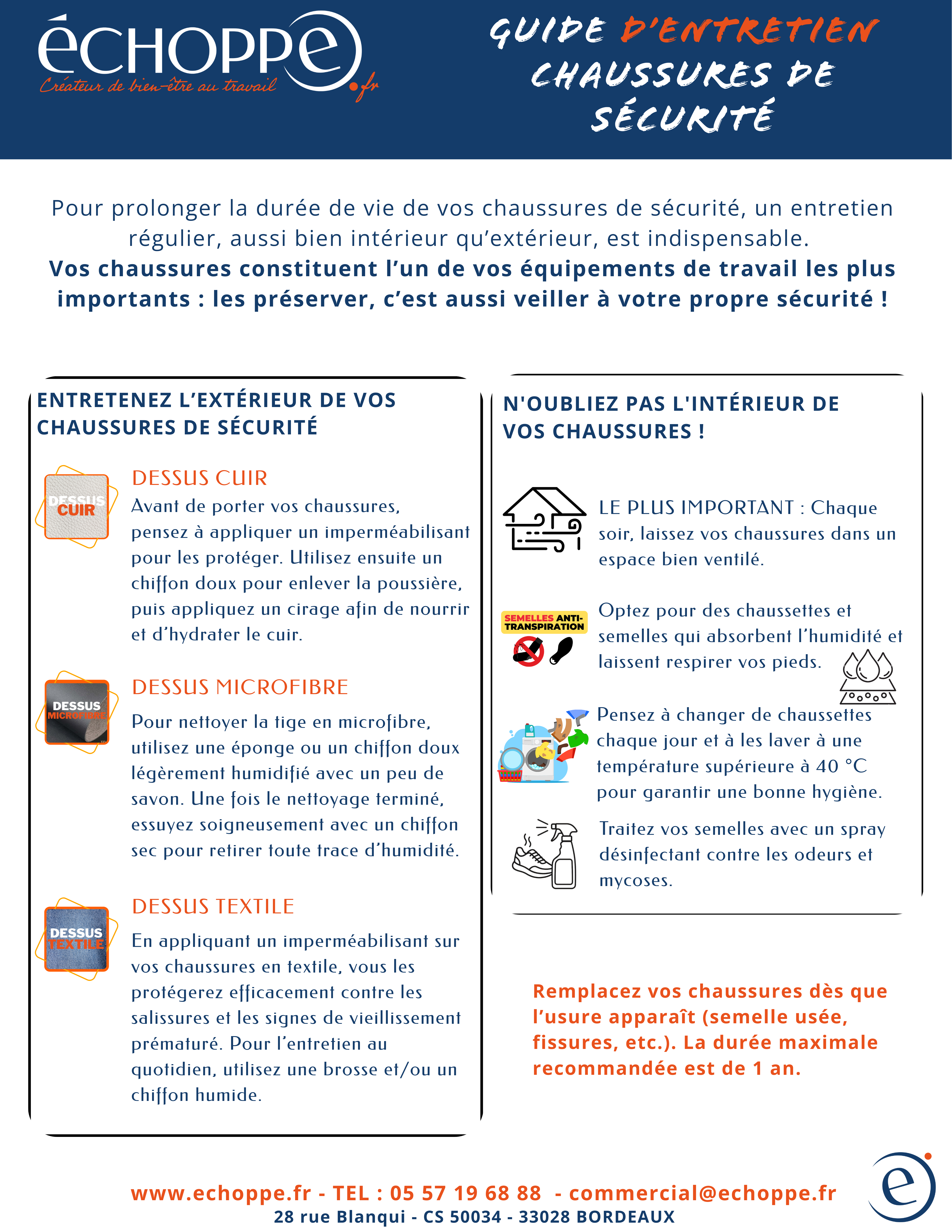 Guide pour l'entretien des chaussures de sécurité