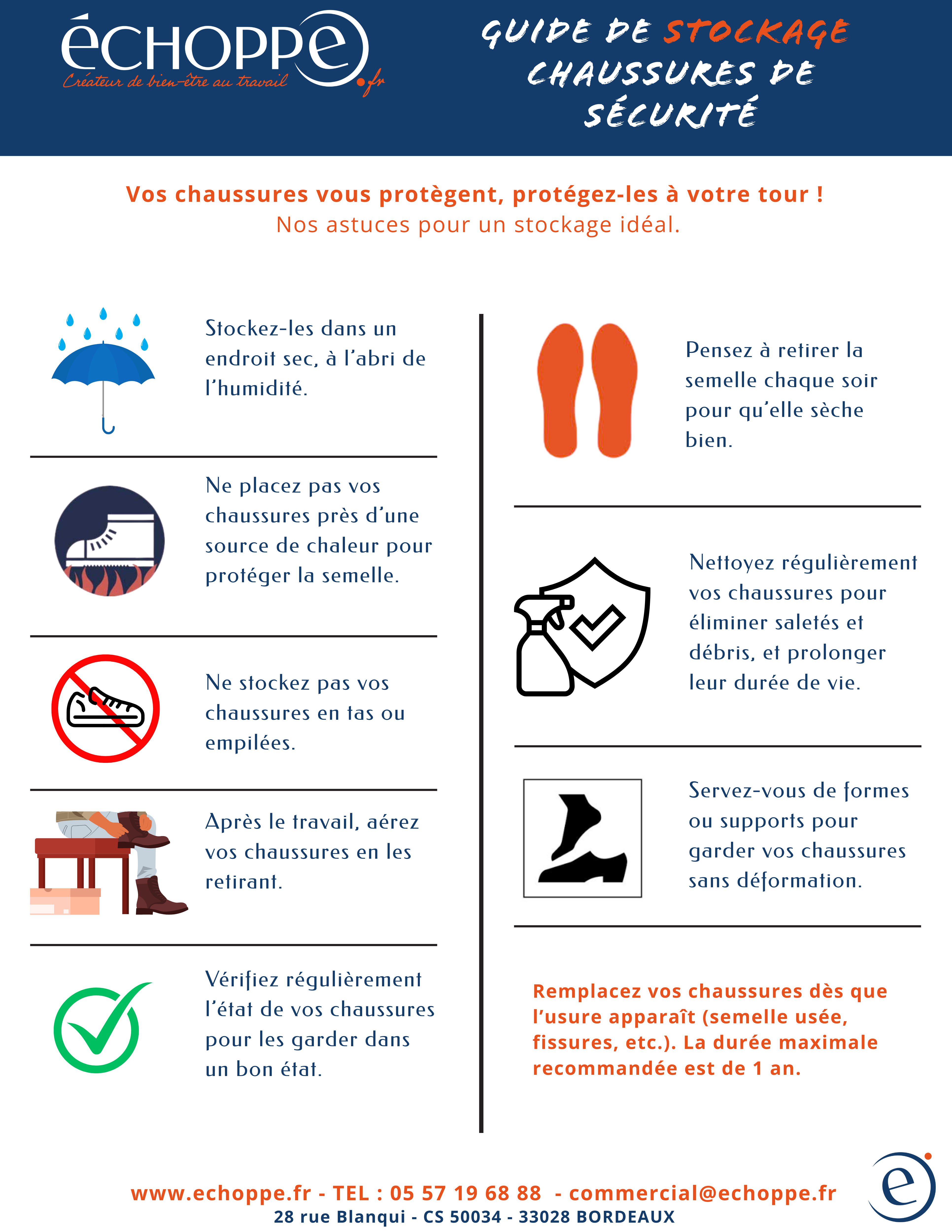 Guide du stockage des chaussures de sécurité