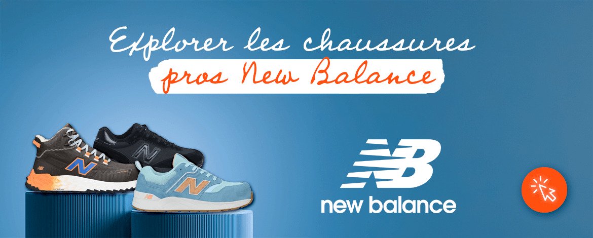 Retrouvez la performance New Balance en version professionnelle : baskets de travail l&eacute;g&egrave;res et baskets de s&eacute;curit&eacute; S1P / S3. Technologie de semelle amortissante pour un confort anti-fatigue durable, id&eacute;al pour la logistique, le soin et le commerce.